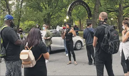  ?? Lori Van Buren / times union ?? Justice for edson thevenin protesters who are upset about the acquittal of former rensselaer County district Attorney Joel Abelove gather thursday in front of the rensselaer County Courthouse in troy. troy still faces a civil lawsuit brought by thevenin’s family.