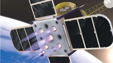  ?? COURTESY PHOTO ?? A new, safer rocket fuel system developed by Los Alamos National Laboratory could help tiny CubeSats maneuver between orbits in space, increasing their utility for scientific and national-security missions.