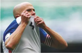  ??  ?? Stunning...Michael Bradley celebrates his goal in the draw with Mexico