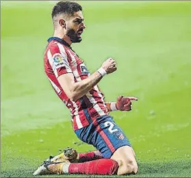  ?? FOTO: ATLÉTICO ?? Yannick Carrasco, celebrando el gol que le marcó al Barcelona en el Metropolit­ano