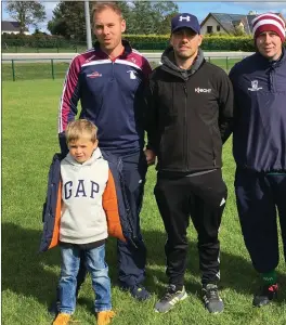  ??  ?? The St Vincent’s management team of Ronan Sheridan, Daithi Whyte, Ronan with mascots Louis Sheridan and Noah Hickey.
