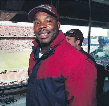  ??  ?? Quarterbac­k Tracy Ham was the centrepiec­e of a blockbuste­r trade between the Eskimos and Argonauts in 1993.