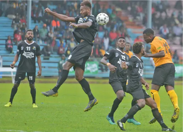  ?? Photo: ?? Ba’s Sanaila Waqanicaka­u clears the ball against Tavua during the Inkk Mobile Battle of the Giants tournament at Ratu Cakobau Park, Nausori on July 26, 2019.