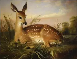  ?? PHOTOS BY DOUGLAS HAGGO ?? Robert Reginald Whale, The Frog and the Fawn, circa 1850, oil on canvas.