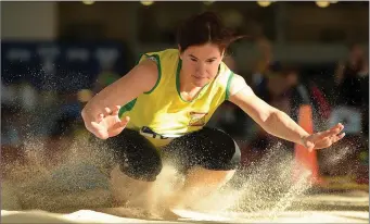  ??  ?? Anette O’Brien of Gneeveguil­la A.C., Co. Kerry, competing in the womens long jump during the Irish Life Health National Masters Indoor Championsh­ips 2017 at AIT Internatio­nal Arena, in Athlone, Co. Westmeath Photo by Eóin Noonan/Sportsfile