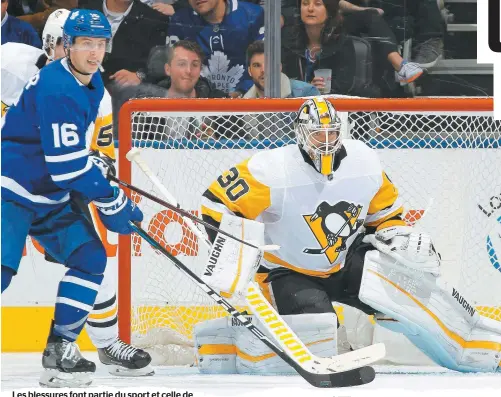  ?? PHOTO D’ARCHIVES, AFP ?? Les blessures font partie du sport et celle de Matt Murray permettra aux participan­ts du PNH de se ranger derrière un autre portier que celui des Penguins.