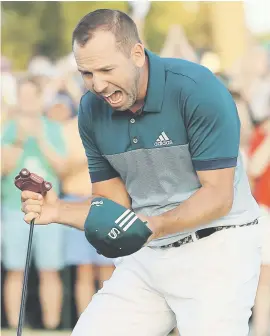  ?? Picture: Getty Images ?? THE MOMENT. Sergio Garcia celebrates breaking his duck in Majors at Augusta on Sunday.