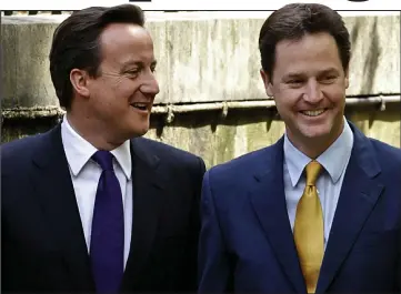  ??  ?? Standing firm: David Cameron refused Nick Clegg’s offer to delay hitting the aid target