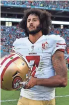  ?? STEVE MITCHELL/USA TODAY ?? 49ers quarterbac­k Colin Kaepernick’s protests during the anthem sparked controvers­y.