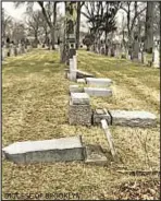  ?? DIOCESE OF BROOKLYN ?? Dozens of headstones and monuments were damaged by vandals in Holy Cross Cemetery in East Flatbush, Brooklyn.