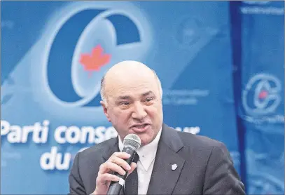  ?? $1 1)050 ?? Conservati­ve leadership candidate Kevin O’Leary addresses a Conservati­ve Party leadership debate earlier this month in Montreal.