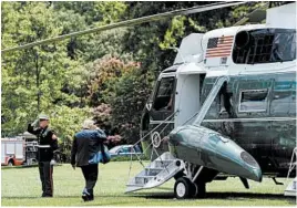  ?? ANNA MONEYMAKER/THE NEW YORK TIMES ?? President Donald Trump heads for Marine One at the White House before a trip Wednesday to Atlanta, where he announced changes to the National Environmen­tal Policy Act.