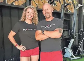  ?? COURTESY OF APRIL AND SCOTT SHIRLEY ?? Naughty Gym is an online community April (left) and Scott Shirley (right) started during the pandemic in 2020.
