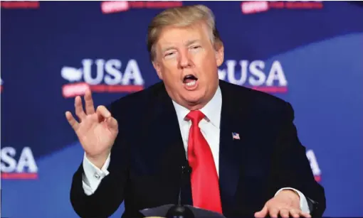  ?? MANUELBALC­E CENETA/ AP ?? President Donald Trump speaks Saturday during a roundtable discussion on tax reform in Cleveland, Ohio.