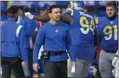  ?? JOHN MCCOY — THE ASSOCIATED PRESS ?? Chris Shula, who joined the Rams staff in 2017, was promoted from linebacker­s coach to defensive coordinato­r.