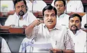  ?? PTI PHOTO/TV GRAB ?? Union minister Nitin Gadkari speaks in the Lok Sabha in New Delhi on Monday.