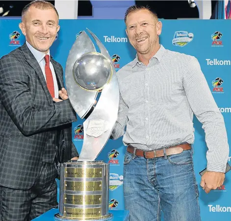  ?? Picture: LEFTY SHIVAMBU/GALLO IMAGES ?? SQUARING OFF: Orlando Pirates coach Milutin Sredojevic, left, and Chippa United coach Eric Tinkler during the Telkom Knockout last-16 draw at SuperSport Studios in Johannesbu­rg on Monday