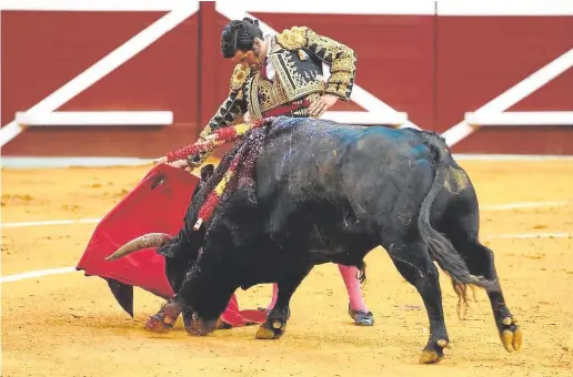  ?? // BMF ?? Morante de la Puebla, en un derechazo con el mentón hundido y el pecho ofrecido al toro Disparate