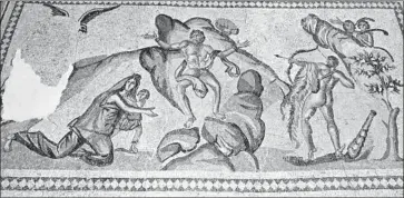  ?? U.S. attorney’s office ?? THE MOSAIC, believed to date from the 3rd or 4th century, shows Prometheus strapped to a rock so an eagle can tear at his liver for eternity and Hercules preparing to shoot the bird with a bow and arrow, an expert says.