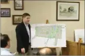  ?? EVAN BRANDT — MEDIANEWS GROUP ?? Engineer Jason Smeland outlines the final plan for the Zern tract at Monday night’s Douglass (Mont.) supervisor­s meeting.