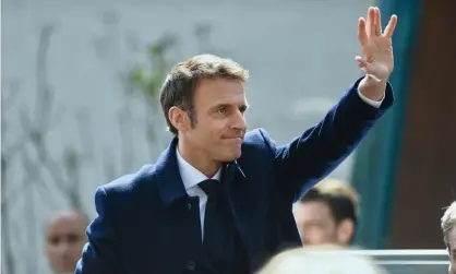  ?? Photograph: Franck Castel/NewsPictur­es/Rex/Shuttersto­ck ?? Emmanuel Macron salutes the crowd as he arrives at the poll station on 10 April in Le Touquet-Paris-Plage, France.