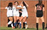  ?? CARLOS MORALES — ALTASKY, LLC ?? TCNJ’s Julia Obst (19) celebrates with teammates after scoring against Wesleyan in the NCAA Division III women’s soccer semifinal match in Greensboro, N.C.