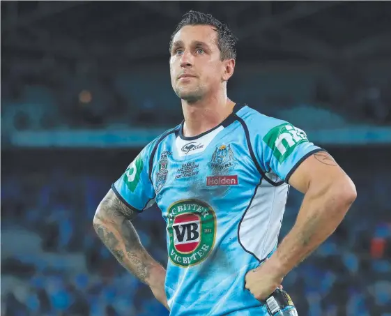  ?? Picture: GETTY IMAGES ?? The much-maligned Mitchell Pearce shows his dejection after yet another Origin loss in Game Two.