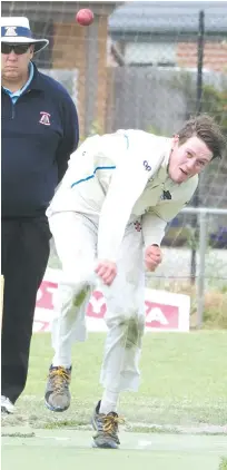  ??  ?? Western Park’s Sam Russell returned the figures of 2/19 to help the Warriors defend their total of 184 in the division one match against Longwarry.