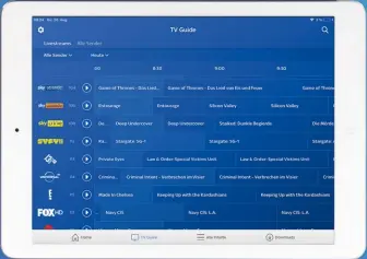  ?? ?? Auch lineare Tv-inhalte lassen sich unterwegs – egal ob am Smartphone oder Tablet – genießen. Ein übersichtl­icher Programmfü­hrer gibt Einblick, was gerade läuft