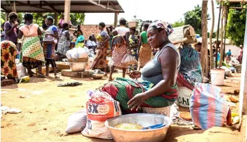  ??  ?? A vendor waits for customers to exchange her goods for other goods at the barter market in Togoville. No money changes hands at the small public square, where traders, fisherfolk and farmers from surroundin­g villages flock to trade their produce. — AFP photos