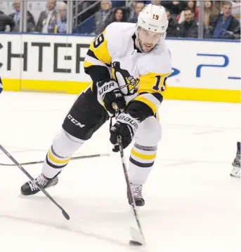  ?? JON BLACKER/THE CANADIAN PRESS ?? Former Senators centre Derick Brassard says playing on a team with Sidney Crosby and Evgeni Malkin is eye-opening. “I see a lot of passion in their games,” he says. “They love the game.”