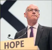  ??  ?? First Minister Nicola Sturgeon, left, and Education Secretary John Swinney, above, during the SNP party conference in Edinburgh yesterday