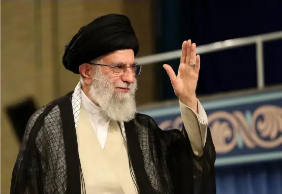  ?? (AFP/Getty) ?? Khamenei addresses a ceremony of clerics in Tehran this month