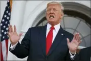  ?? EVAN VUCCI — THE ASSOCIATED PRESS ?? President Donald Trump speaks to reporters Thursday before a security briefing at Trump National Golf Club in Bedminster, N.J.