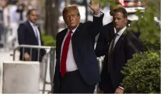  ?? ?? Former President Donald Trump arrives at Trump Tower after leaving Manhattan criminal court, Monday, April 15, 2024, in New York.