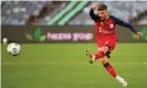  ?? Photograph: James Ross/AAP ?? Adelaide United’s Noah Smith in action during the goalless draw against Western United at GMHBA Stadium.