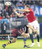  ??  ?? Under pressure: Alun Wyn Jones during yesterday’s disappoint­ing performanc­e from the Lions, during which the Welsh lock struggled to impose himself