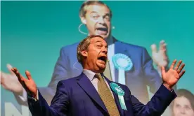  ?? Photograph: Jeff J Mitchell/Getty Images ?? Nigel Farage hosting a rally for his Brexit party in Edinburgh on Friday.