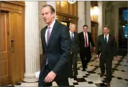  ?? AP PHOTO BY J. SCOTT APPLEWHITE ?? In this 2017 file photo, Sen. John Thune, R-S.D., heads to a meeting at the Capitol in Washington.