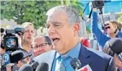  ?? AMY BETH BENNETT/SUN SENTINEL ?? Daniel Aaronson, attorney for Sayoc, speaks to the media after his client's first appearance in court.