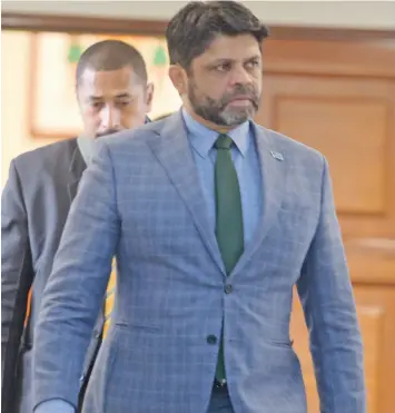  ?? Photo: Ronald Kumar ?? Attorney General Aiyaz Sayed-Khaiyum outside Parliament on May 28, 2020.