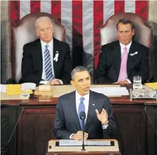  ?? TIM SLOAN/AFP/GETTY IMAGES ?? U.S. president Barack Obama emphasizes the significan­ce of innovation in his 2011 State of the Union address.