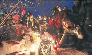  ?? STEVE RUSSELL TORONTO STAR ?? Hundreds of mourners gathered Saturday evening at Meadowvale Village Public School, where Riya Rajkumar was a Grade 5 student. She was found dead on Thursday evening.