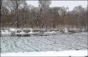  ?? Courtesy photo ?? With temperatur­es reaching below zero for multiple days on end, the elk river has succumbed to the cold as well and begun to freeze.