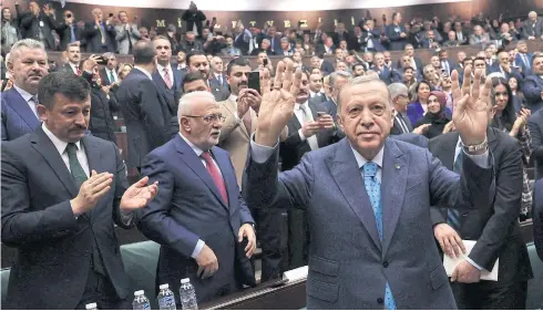  ?? AFP ?? Turkish President Recep Tayyip Erdogan attends a group meeting at the Turkish Grand National Assembly in Ankara on Jan 18.