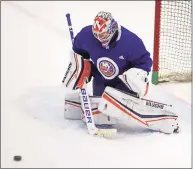  ?? Bruce Bennett / Getty Images ?? The Islanders’ Cory Schneider practices during training camp Monday at Northwell Health Ice Center at Eisenhower Park in East Meadow, N.Y.