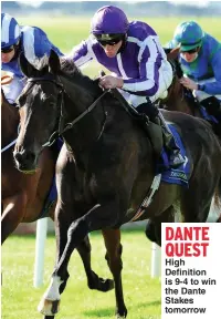  ??  ?? DANTE QUEST High Definition is 9-4 to win the Dante Stakes tomorrow