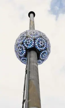  ?? ?? A view of the Times Square New Year’s Eve Ball during the New Year's Eve 2024 Ball Test on Saturday in New York City.