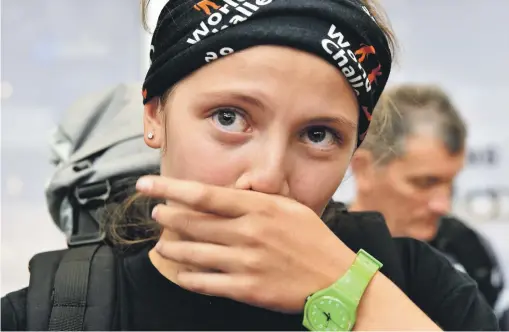  ?? Picture: Tracy Lee Stark ?? SAFELY HOME. Kirsty McCardle wipes her face as she arrives at OR Tambo Internatio­nal Airport yesterday. Family members and teachers of the St Mary’s Diocesan School for Girls in Pretoria welcomed the girls back from Nepal.