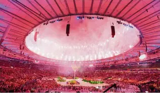  ??  ?? Blazing show: Dancers performing during the closing ceremony of the Rio 2016 Olympic Games at the Maracana Stadium in Rio de Janeiro.